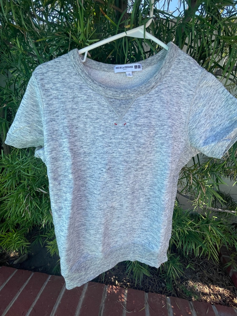 Uniqlo Heather Gray Short-Sleeve Crewneck Sweater